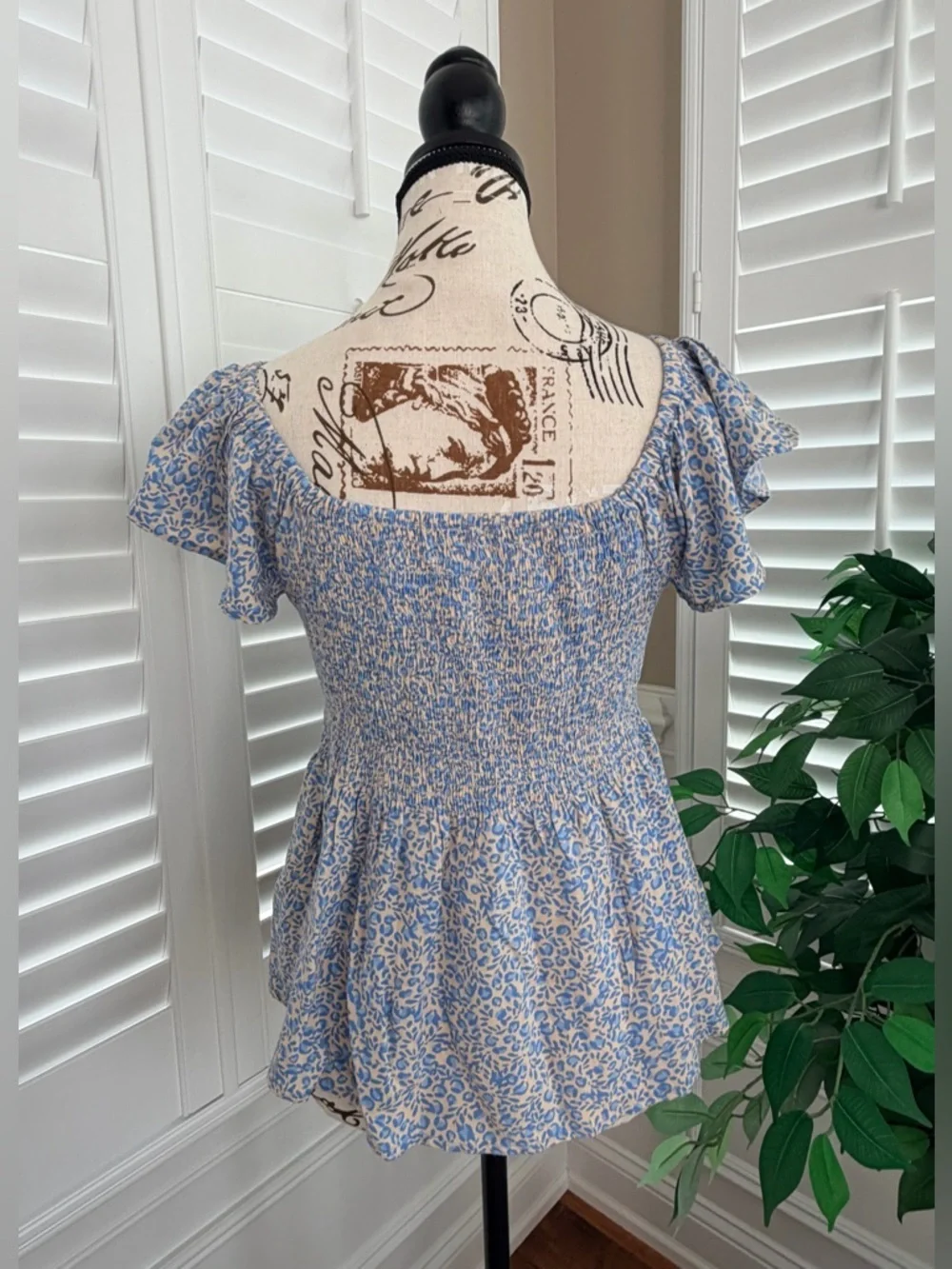 Japna Cheetah Print Babydoll Flutter Sleeve Top Size Medium - Picture 3 of 7